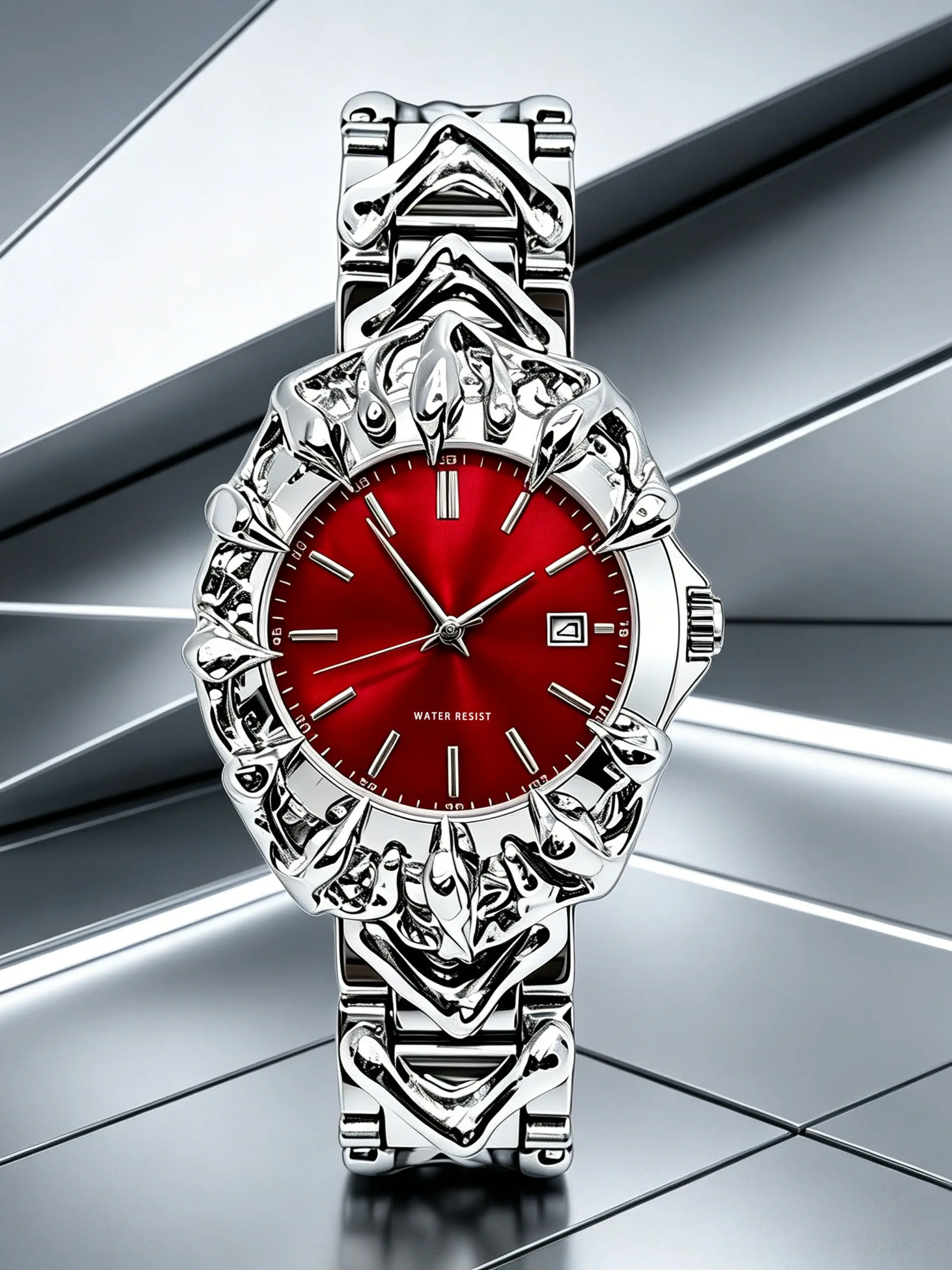 Men's Quartz Watch, Luxurious Hip-Hop Style, Unique Vampire Dragon Scale Pointed Welding Watch, High-End, Stainless Steel Band, Perfect for Daily Wear or Gift