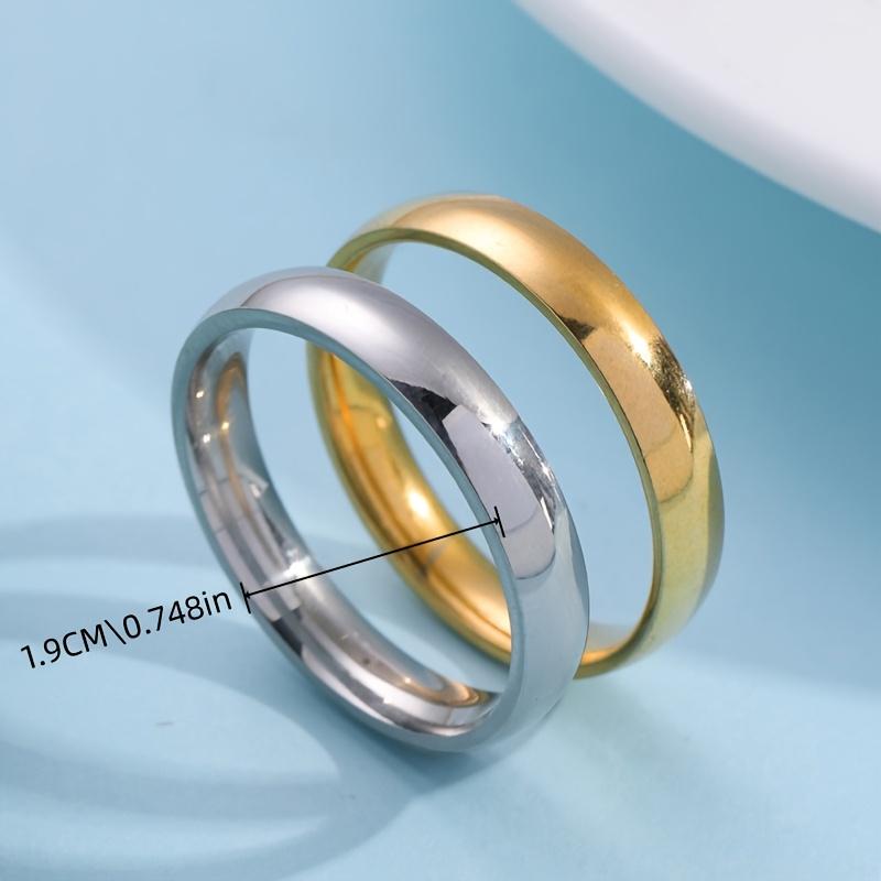 Golden and Silvery Two-tone Stainless Steel Ring, Simple Smooth Plain Band, Exclusive Couple's Matching Rings