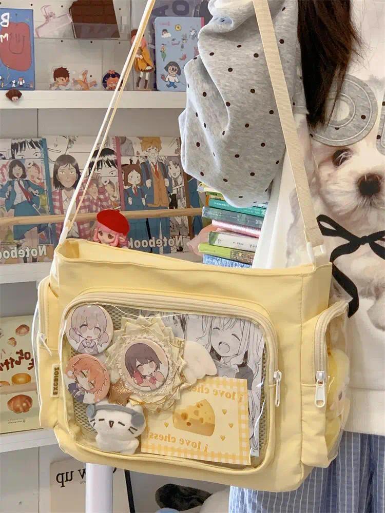 Nylon Aesthetic Transparent Display DIY Basges Students Subculture JK Crossbody Shoulder Bags Casual Sweet Girls Ulzzang Ita Bag