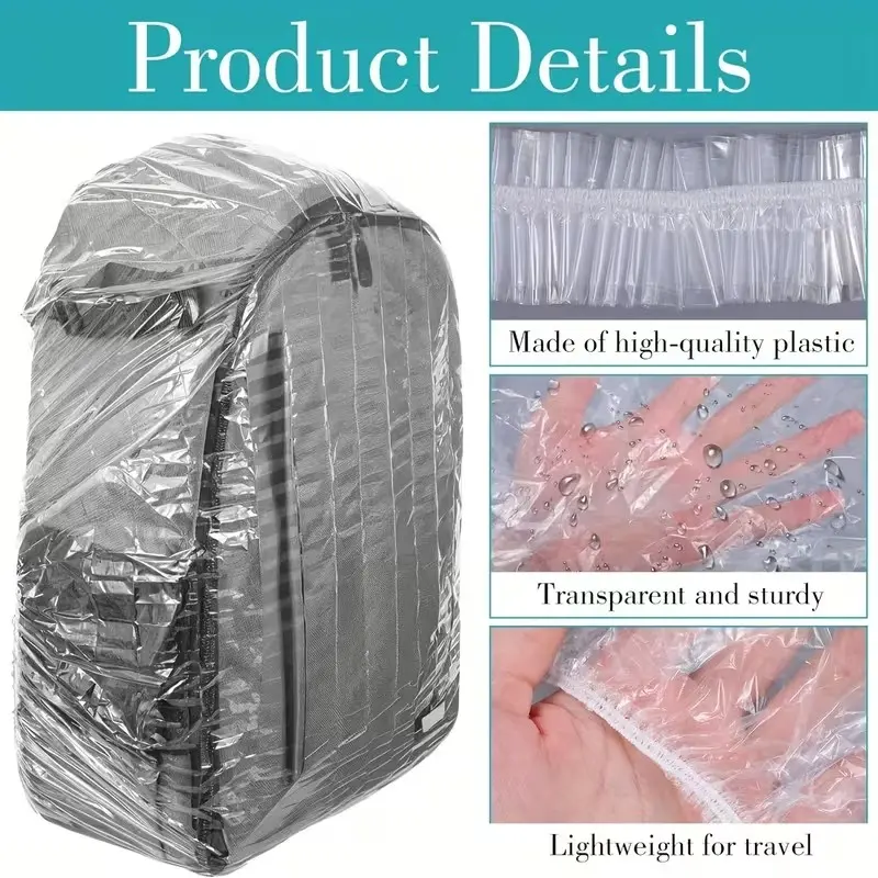 10 Pack Backpack Rain Covers, Disposable Lightweight, Waterproof, Elastic Protection, Ideal for Hiking, Cycling, Camping, Travel, 3.96-40.01L Backpacks