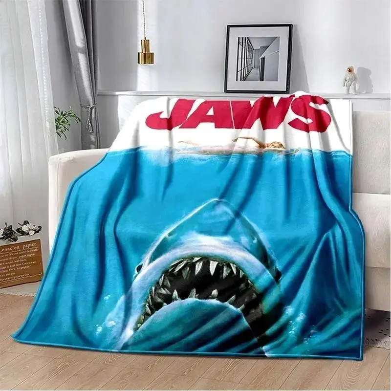 Jaws Shark Flannel Throw Blanket Soft Warm Movie Blanket for Couch Bed Travel Gift Outdoor Winter Cover