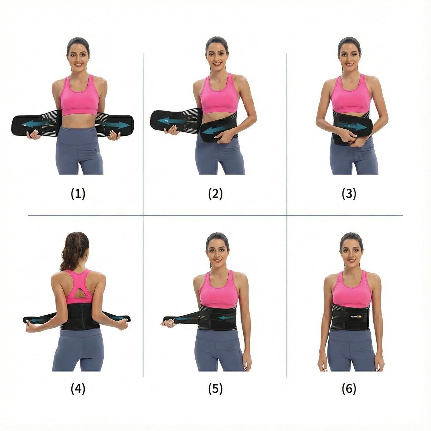 Back Braces for Lower Back Waist Belt with 6 Stays Breathable Lumar Belt for Men Women Work Waist Girdle Support Healthcare