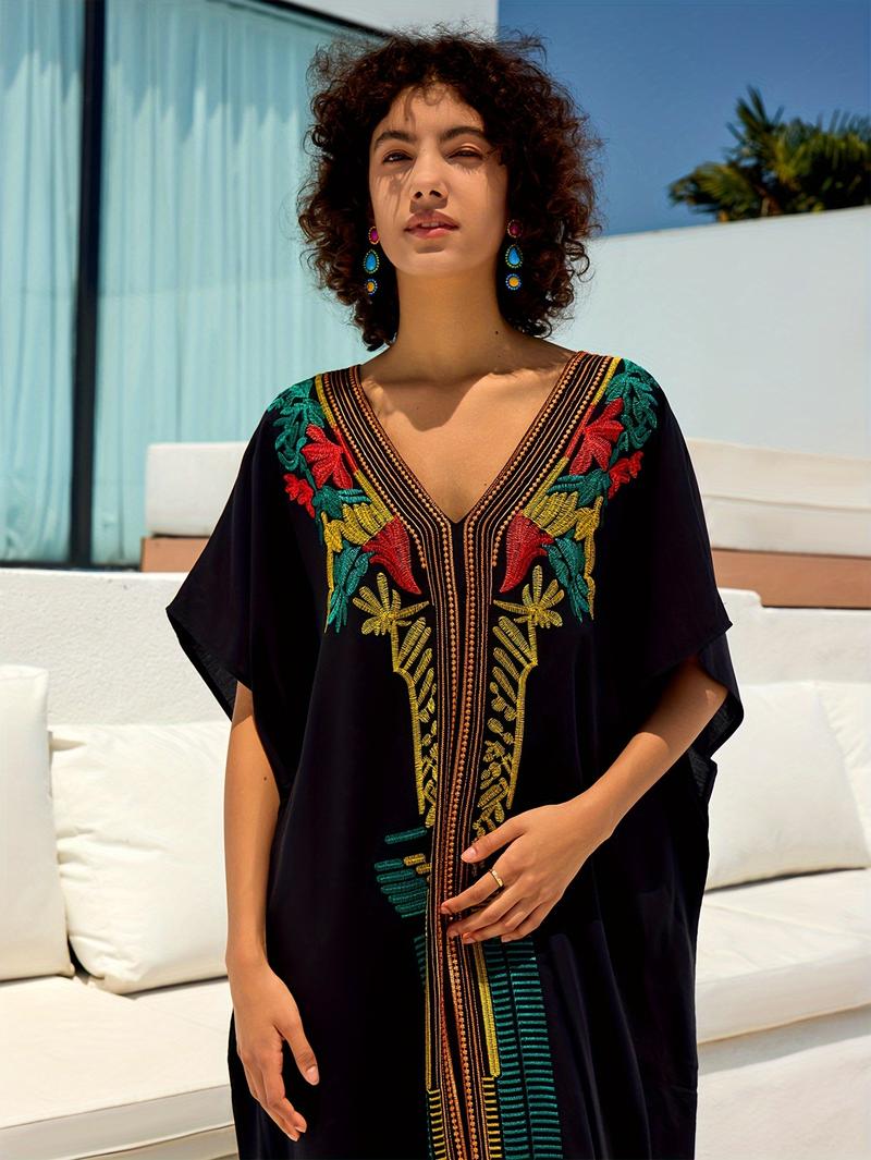 Moroccan Kaftan Dresses For Women Plus Size Caftans Loungewear Embroidered Beach Kaftan Cover Up Mumu House Dress