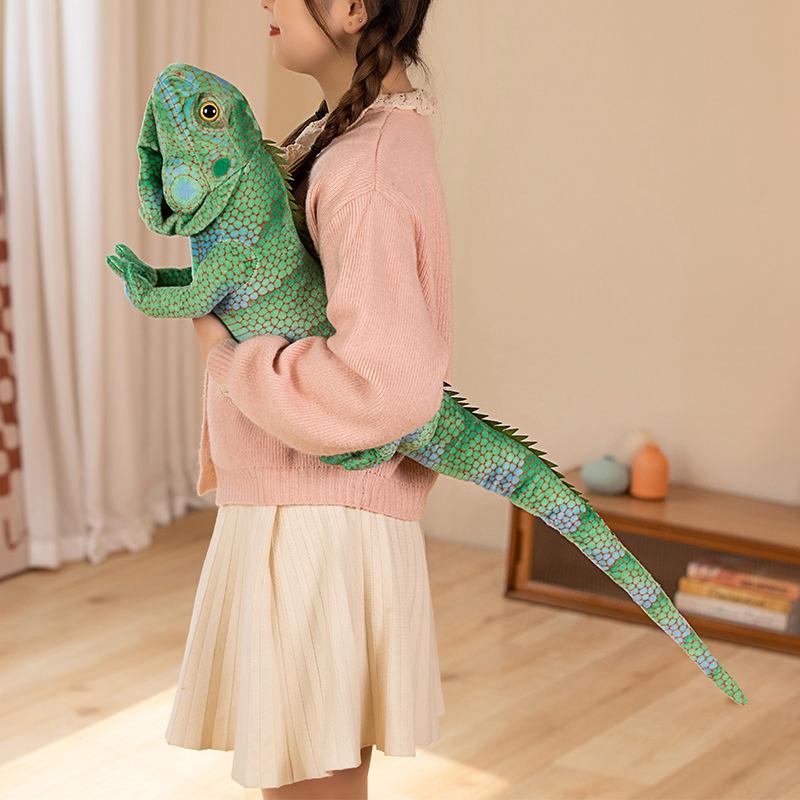 Lifelike Green / Brown Iguana Lizard Figurine Model Cute Reptile Lizard Plush Toys Simulation Animal Stuffed Doll Boys Gifts