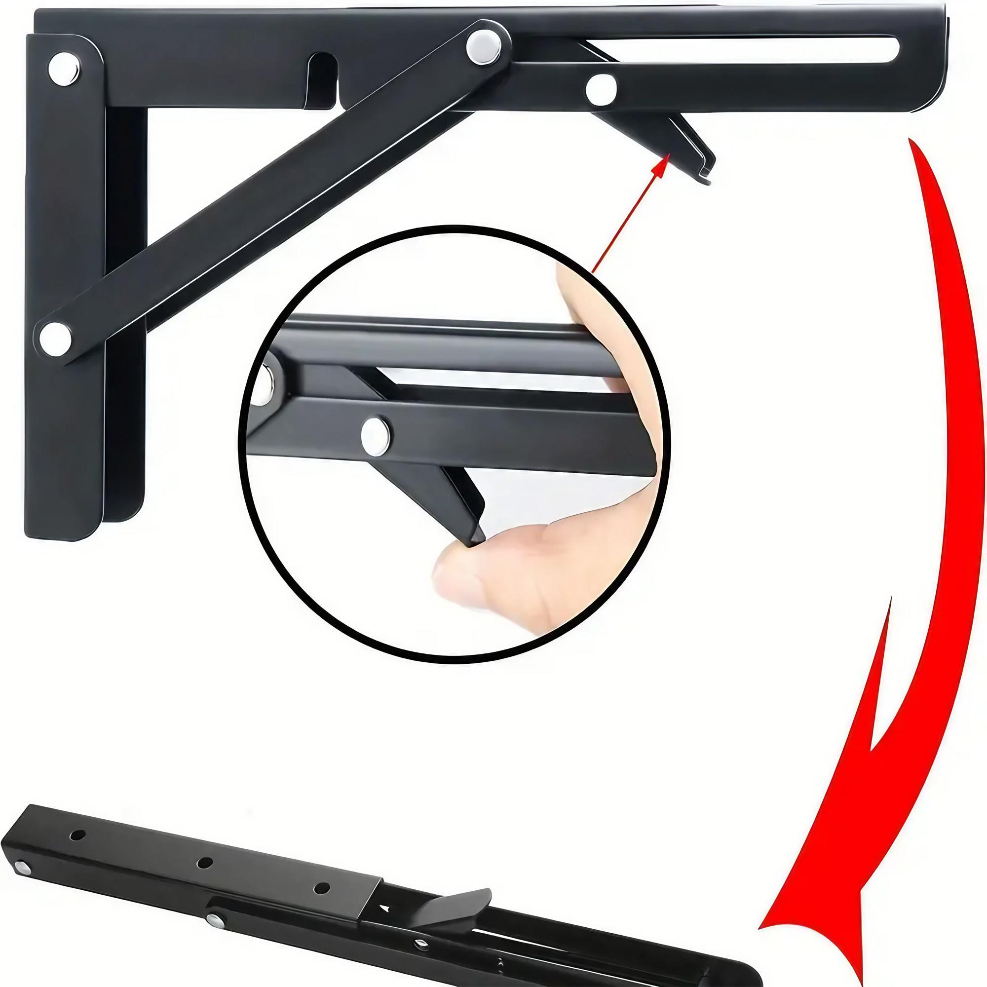 Adjustable Wall Mounted Shelf Bracket, Rustproof Foldable Metal Shelf Bracket, Space Saving Design Shelf Bracket, Home Storage Accessories