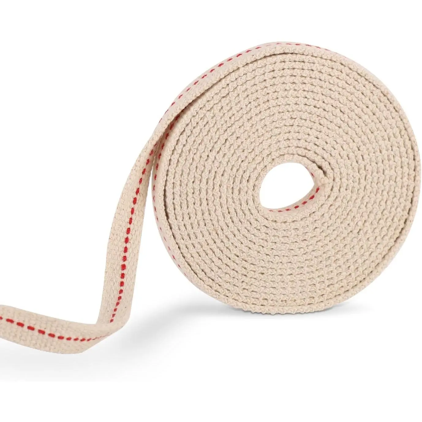 Oil Lamp Wicks, 1/2 Inch Width, 9.84ft Total Length, Cotton Flat Wick with Red Stitch for Paraffin/Kerosene Oil Lamps, Replacement Parts (White)