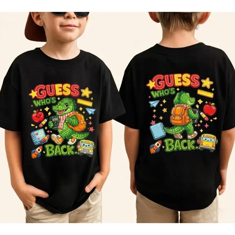 Guess Who's Back T-Shirt Back To School Tee Alligator Student Youth T Shirt First Day School Outfit Funny Crocodile Gift