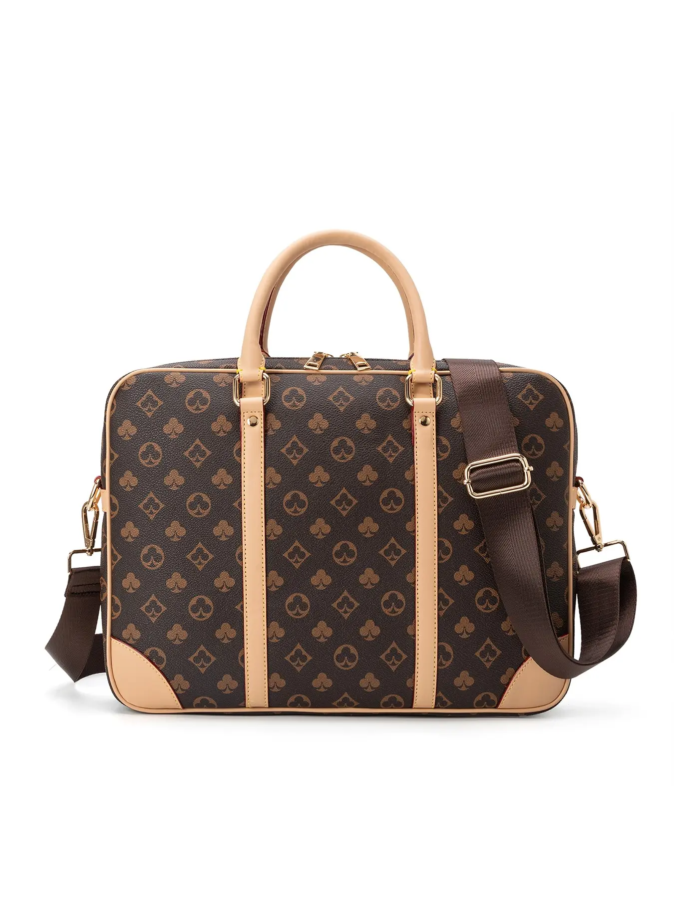 Large Capacity Portable Business Briefcase, New Fashion Casual Commuter Bag, Geometric Plaid Design, All Seasons Use
