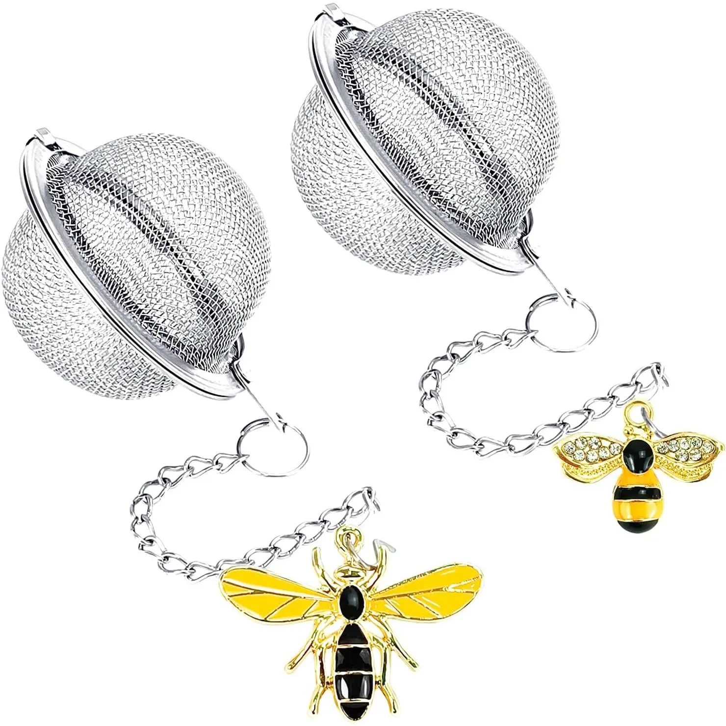 2 count Stainless Steel Mesh  Infuser,2.1 inch  Ball with Honey  |  Diffuser  Steeper for Filtering , Infusers for Loose , Strainer for Flavoring  Spices and Seasonings