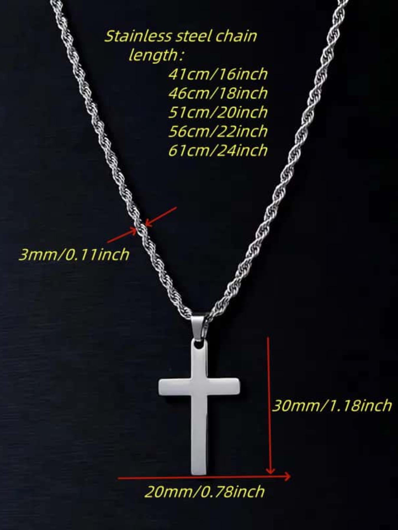 Men's Stainless Steel Cross Pendant Necklace, Simple Hip Hop Style, Cross Chain Design, Uncoated Surface, Durable Daily Jewelry, Fashion Accessory, Cross Necklaces