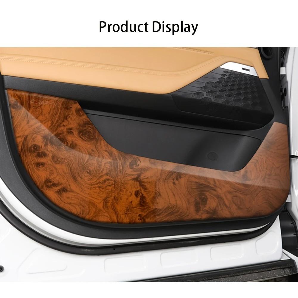 Wood Grain Pattern Car Interior Sticker, Glossy Retro Wood Grain Eye Mask Film, Car Vinyl Wrap Roll, Classic Peach Wood Grain Self Adhesive Bubble-free Decals, Car Stickers, Car Interior Decor