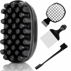 Best1998 4-Pack Dual-Head Stainless Steel Needle Curl Sponge Curling Brush for Black Hair, Scalp Massage & Itch Relief Tool, Curly Hair Styling Support