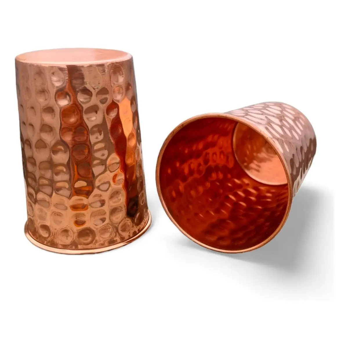 Set of 2 Hammered Pure Copper Cups, Drinking Water Tumblers, Ayurveda Health Benefits, 2 Pack