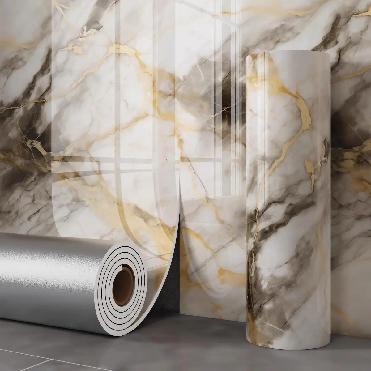 Waterproof Moisture-Proof PVC Self Stick Wallpaper, Removable Matte Marble Pattern Self-Adhesive, 118.11x415.75 Inches, Living Room Wall Renovation