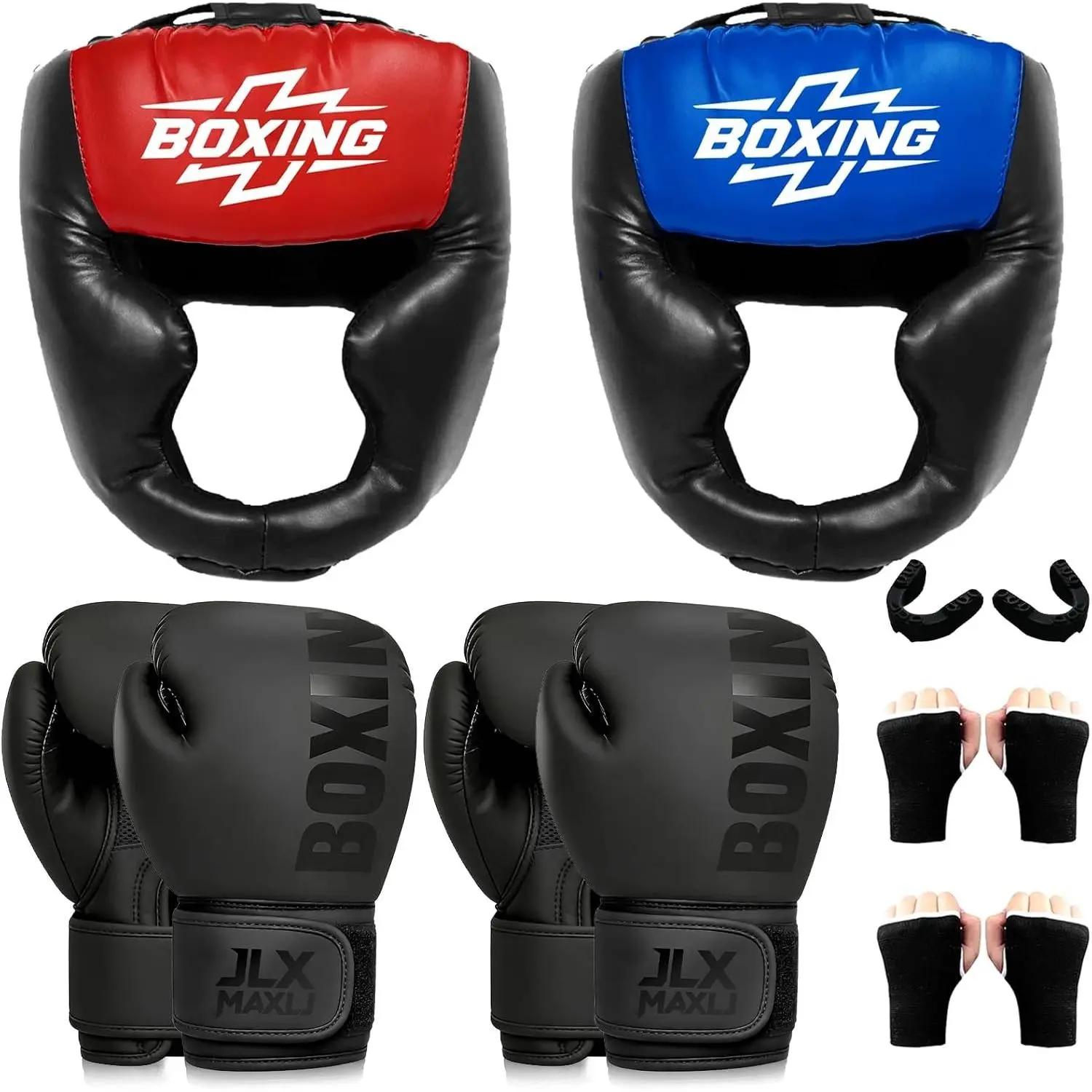 8pcs Sparring Head Guard with Gloves - Boxing Safety Headgear for MMA, Kickboxing, Muay Thai & Boxing
