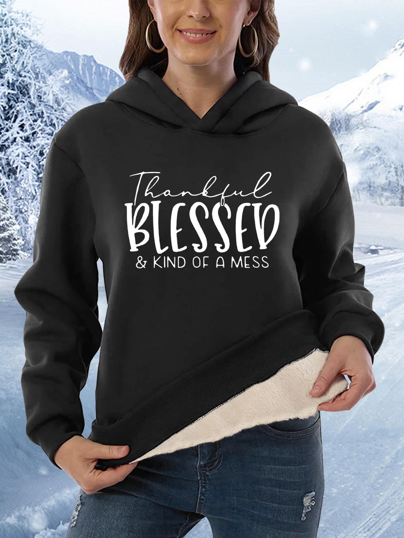 Women's Letter Print Drop Shoulder Long Sleeve Hoodie, Fashion Casual Hoodies Sweatshirts for Daily Holiday Outdoor Wear, Women Clothing for Winter