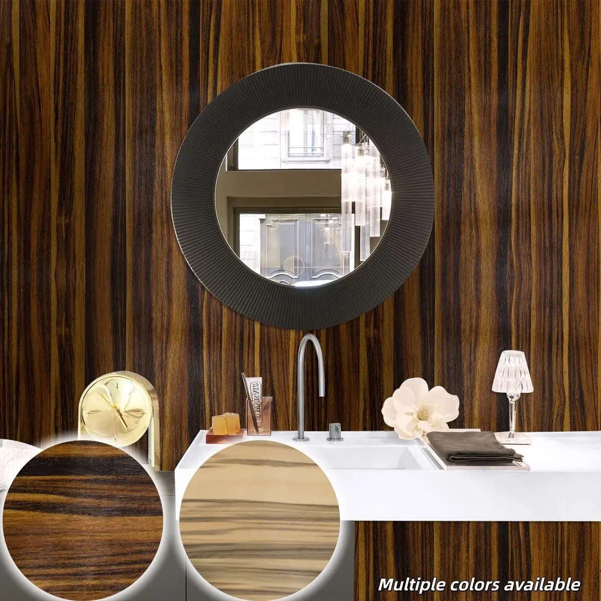 CHEERMO Retro Dark Vertical Wood Grain Peel & Stick Contact Paper Thick Waterproof Oil Proof Vinyl Wrap, Luxury Home Decor Wallpaper for Wall Countertop Cabinet Makeover