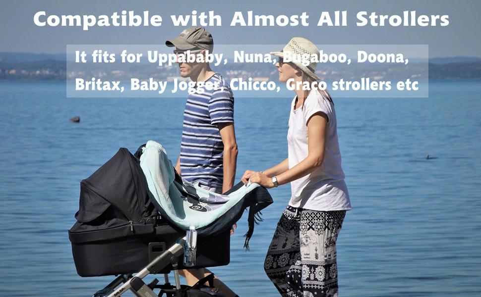 Stroller Cup Holder, Universal Cup Holder for Uppababy, Nuna, Doona Strollers, 360° Rotatable Bottle Holder for Stroller, Bike, Wheelchair, Walker, Scooter