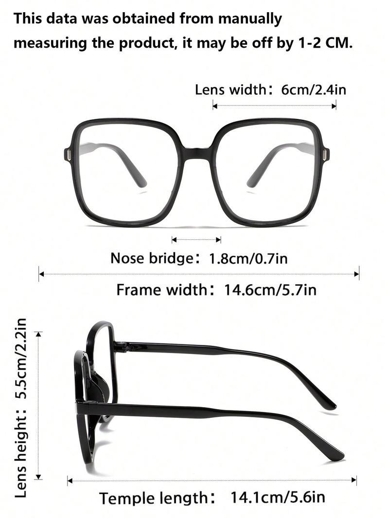 3/4 PC S Fashion Oversized Square Plastic Frame Clear Glasses For Daily Life Take Photo Clothing Accessories.
