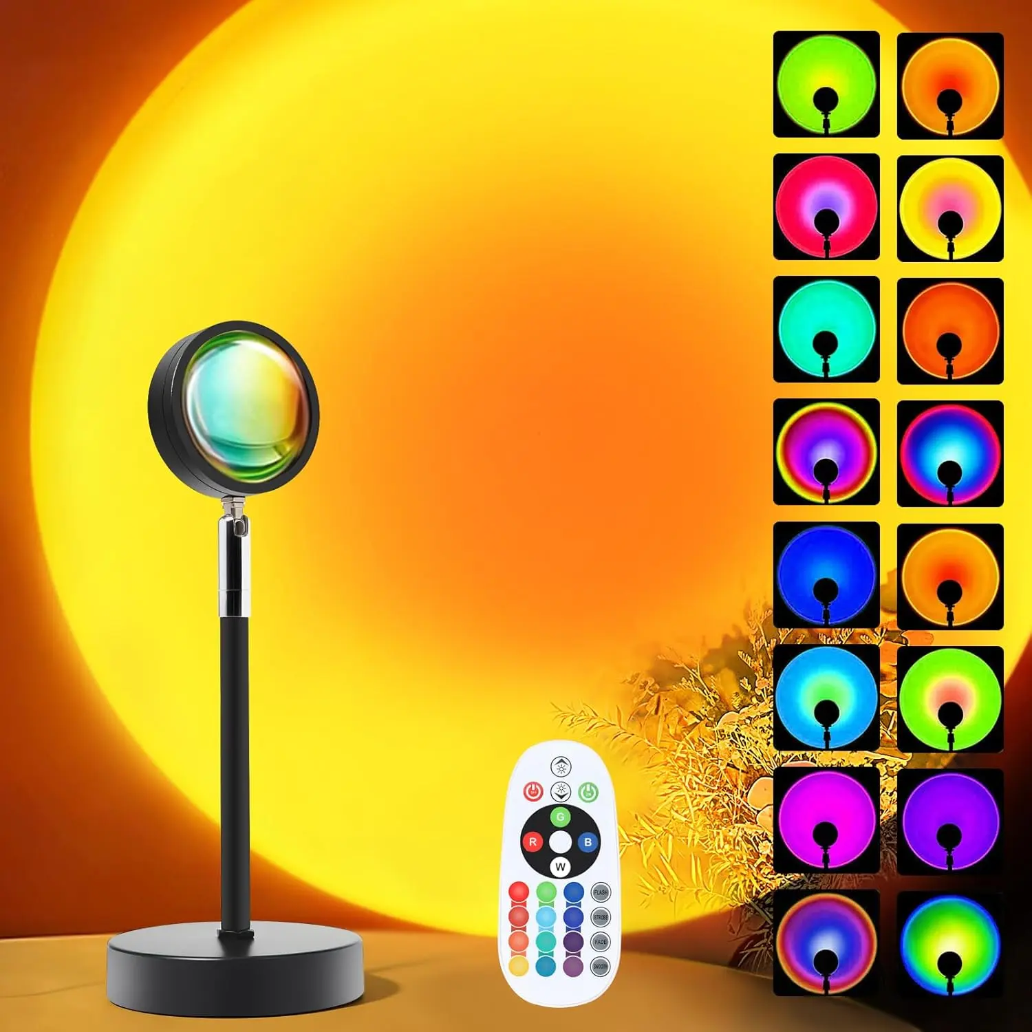 Sunset Lamp Projector, Rainbow Projection Led Lights with Remote, 16 Colors Multicolor Changing LED Night Light, Sunlight Light Photography Selfie Party, Home Bedroom Decor Xmas Gifts Women