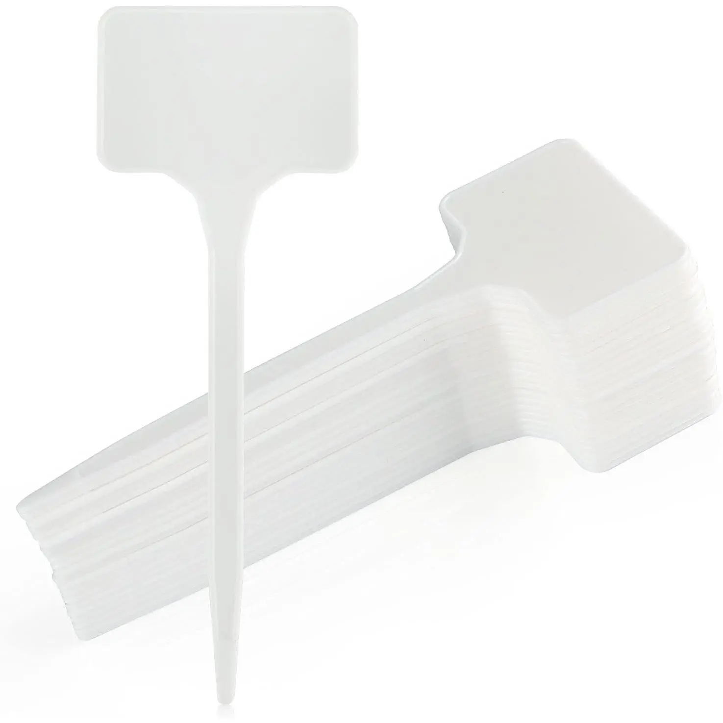 Large Plastic  Labels 6 Inch 50 Pack White  | T-Style Plastic  Labels for Flower Beds  Pots