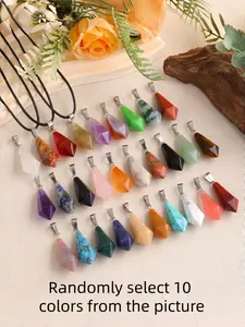 10pcs Random Color Natural Crystal Hexagonal Pendant, Elegant Jewelry Accessories, Perfect for DIY Crafts and Gift Ideas