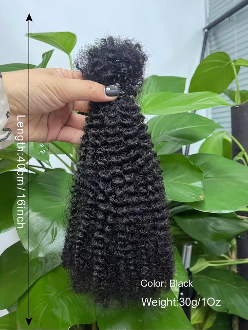 30g a pack Kinky Afro Bulk Hair Soft Real Human Hair Braiding Material, 16 Inch Dirty Bun Making Supplies, Soft African Curly Texture