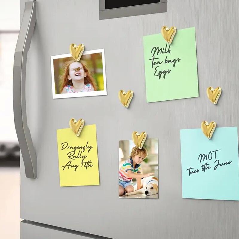 10pcs Refrigerator Golden Heart Magnets, Cute Love Decoration Magnet Set for Home Kitchen and Office Whiteboard, Valentine's Day Gift for Friends and Loved Ones, Refrigerator Kitchen Magnet, Decorative