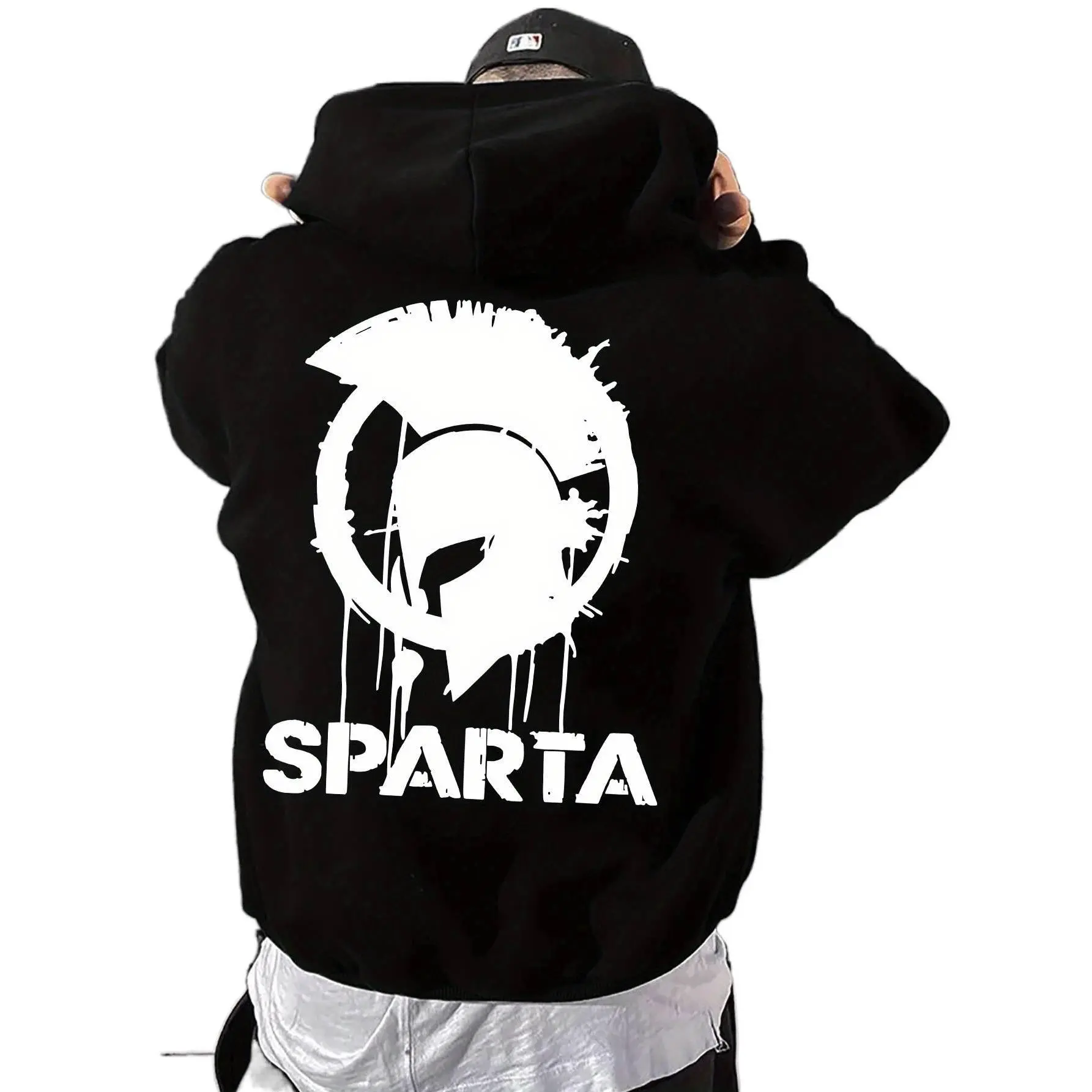 Men Hoodie Vintage Streetwear Spartan Warrior Print Oversized Long Sleeve Pure Cotton Hoodie For Men Teen Boys Gift For Him Boyfriend Gifts
