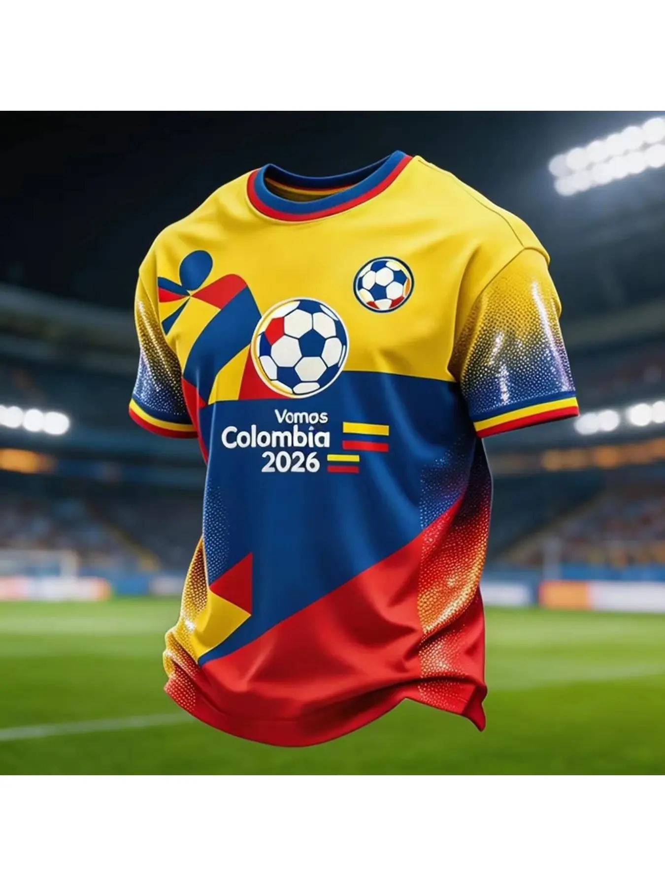 New Colombia Soccer Jersey, 3D Printed Quick-Dry Sports Top, Summer Fan Short Sleeve Shirt, Family Kids T-Shirt, Casual Loose-Fit