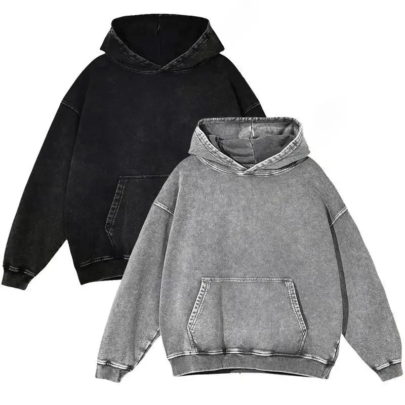 2 Pack Acid Wash Hoodie Oversized Vintage Hoodie Unisex Heavy Weight Hoodie Distress Hoodies for Men Women Couples Casual Sweatshirts