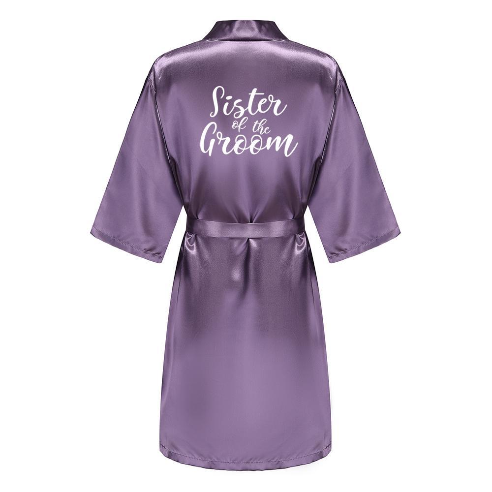 Wedding Bride Bridesmaid Robe Dressing Gown Women Bathrobe Nightgown Short Sleepwear Mother Maid of Honor Kimono