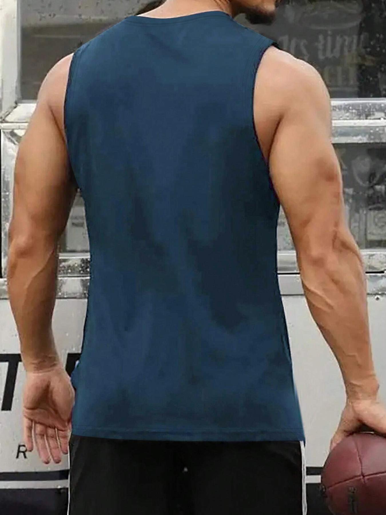 Men's Letter Print Cross Graphic Tank Top, Regular Fit Casual Comfy Sleeveless Breathable Top for Summer, Breathable Sleeveless Tops, Men's Clothes for Daily Wear, Socks