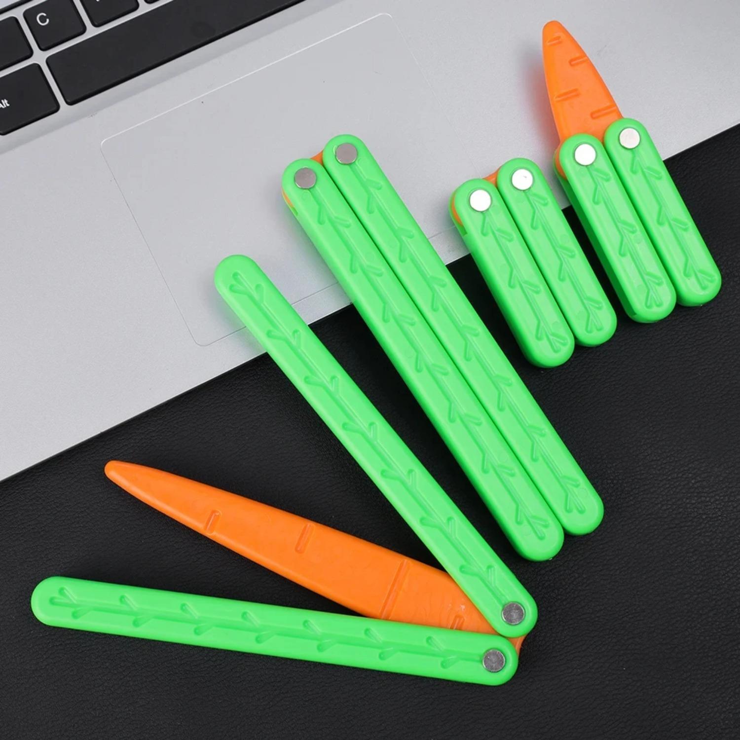 Simulation Carrot Butterfly Knife Gravity 3D Printed Plastic Folding Knife Toy Swinging Knife for Adult ADHD Autism Anxiety Gift Simulation Carrot Butterfly Knife Gravity 3D Printed Plastic Folding Knife Toy Swinging Knife for Adult ADHD Autism Anxiety Gift