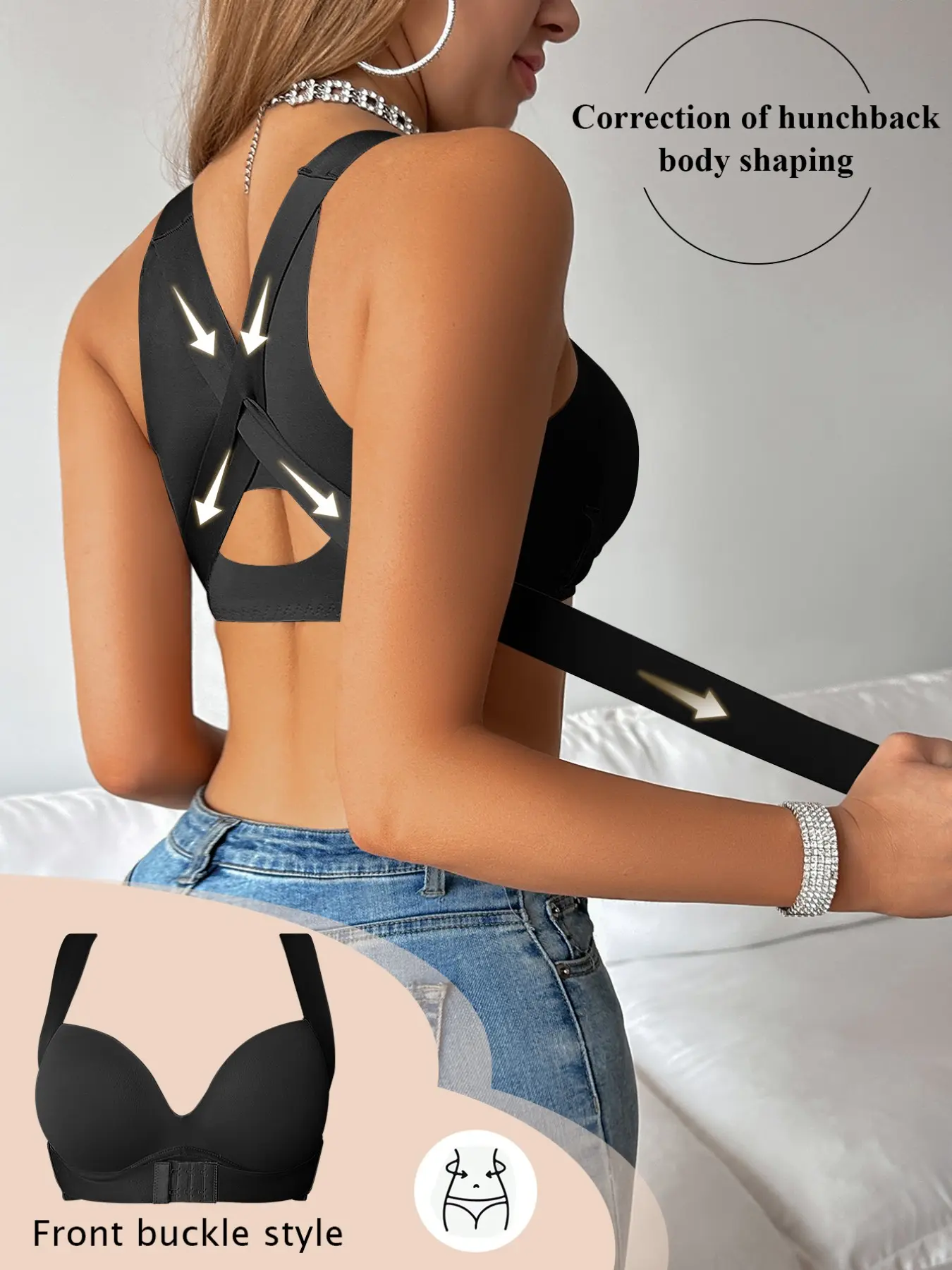 Women's Front-Closure Lifting and Supportive Sports Bra, Wireless Design, for Skin-Friendly Comfort and a Perfect Fit, Suitable for Everyday Workouts