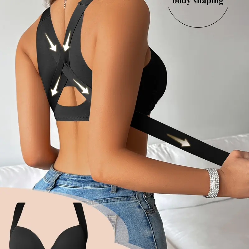 Women's Front-Closure Lifting and Supportive Sports Bra, Exercise Bra, Wireless Design, for Skin-Friendly Comfort and a Perfect Fit, Suitable for Everyday Workouts