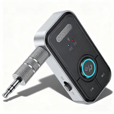 2-in-1 Bluetooth 5.3 Transmitter Receiver Bluetooth Car Adapter - AptX Low Latency, 3.5mm Aux, Type-C Fast Charging, 10 Hours Playback, Upgraded CVC8.0 Road Noise Filter, Companion Drivers, Clearer Hands-Free Calls, Compact Design for Car, Headphones