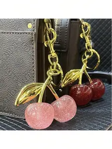 1 pc New Fashion Crystal Cherry Pendant Metal Key Chain, Suitable For Daily Wear, For Bag Accessories, Can Send Family Gifts, Friends Gifts, Classmates Gifts, Lovers Gifts, Birthday Gifts, Teachers Gifts, Souvenirs
