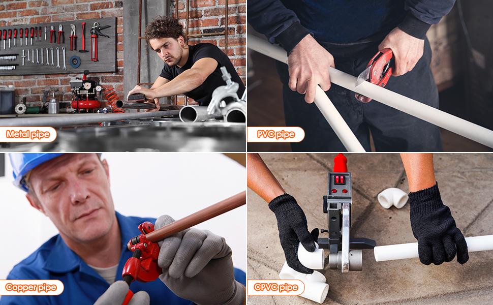 1/4'' - 1'' Depth Gauge and Pipe Deburring Tool Kit, 1/8'' to 1-5/8'' Inner Outer Reamer Pipe Tubing Chamfer Tool for PVC PPR Brass CPVC PE-RT Aluminum 1/4'' - 1'' Depth Gauge and Pipe Deburring Tool Kit, 1/8'' to 1-5/8'' Inner Outer Reamer Pipe Tubing Chamfer Tool for PVC PPR Brass CPVC PE-RT Aluminum