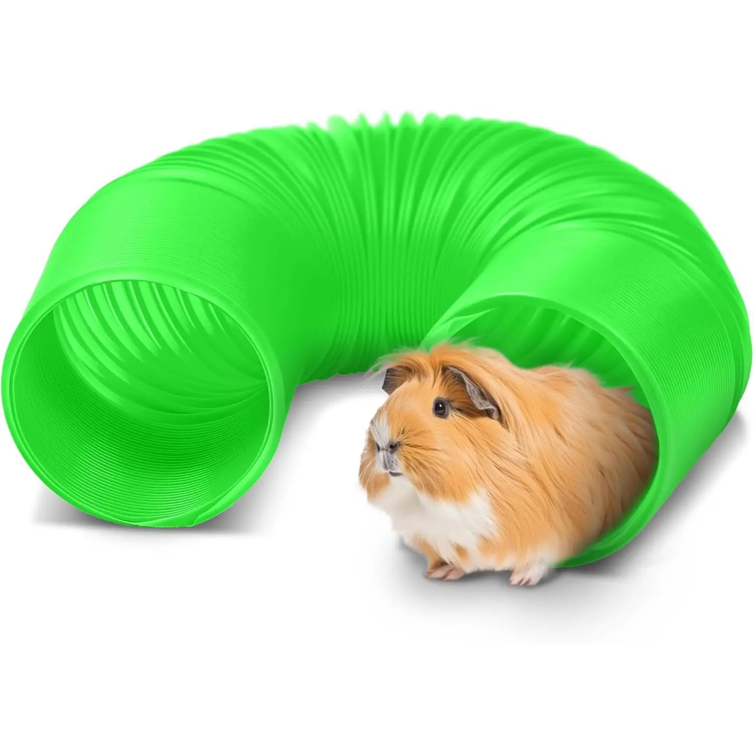 Guinea Pig Tunnels and Hamster Tubes - Fun Ferret Tunnels - Ideal Rat Cage Accessories - Collapsible Guinea Pig Toys for Boredom Relief - Green