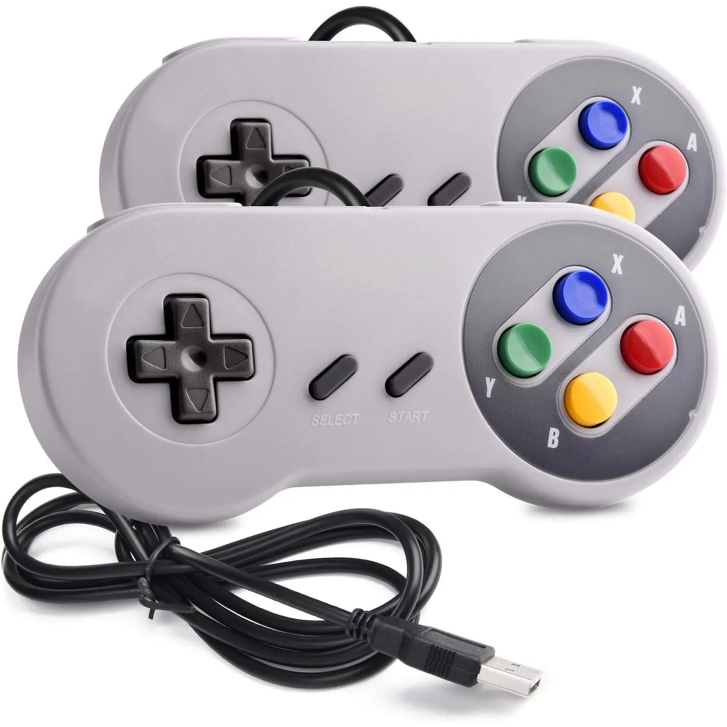 2 Pack USB Controller for SNES Retro Gaming,  SNES USB Classic Gamepad Joypad Gamestick for Windows PC  Linux Retropie Raspberry Pi 3