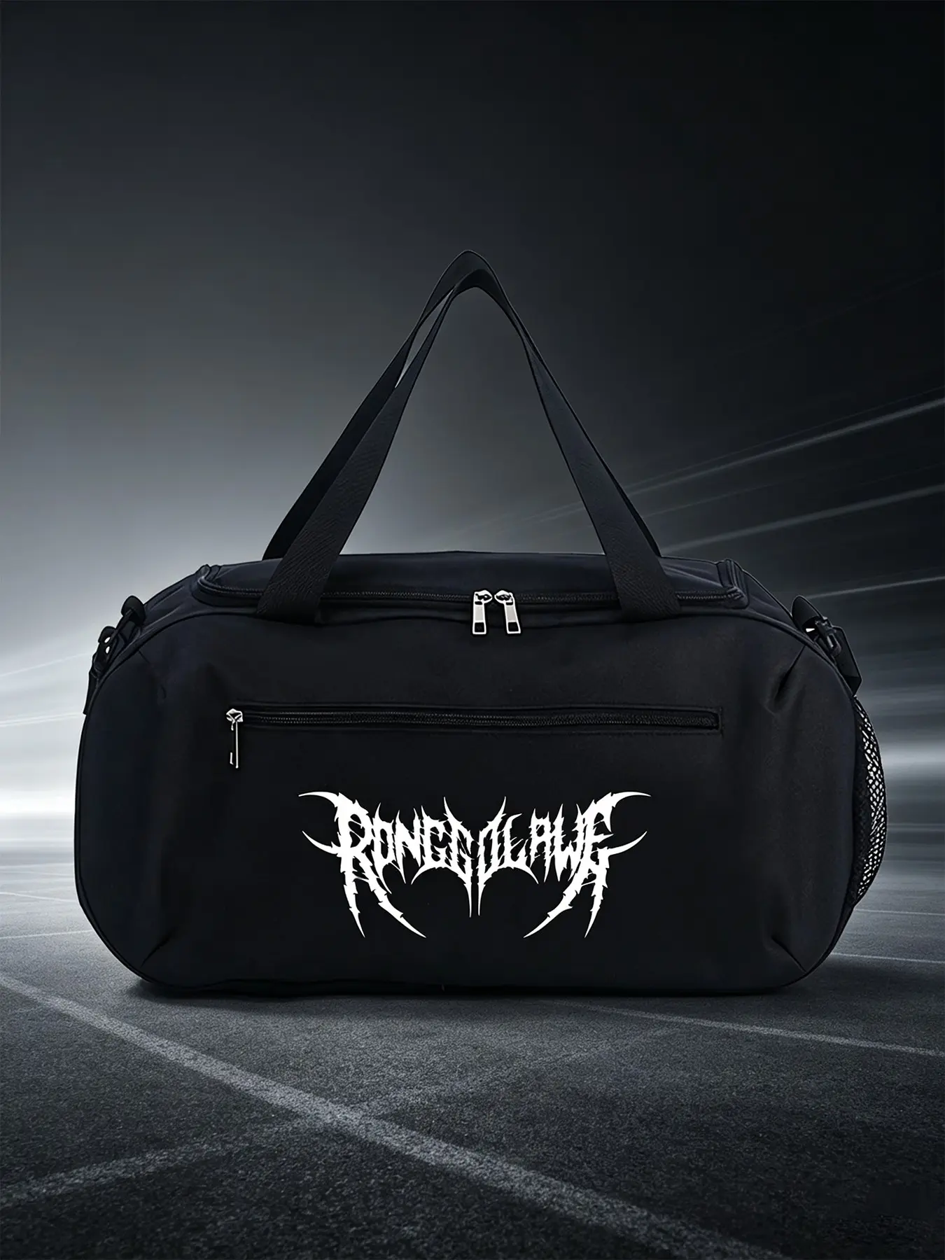Gothic Metal Print Large Capacity Gym Bag, Lightweight Foldable Sports Travel Bag, Men's Casual Duffel Backpack for All Seasons