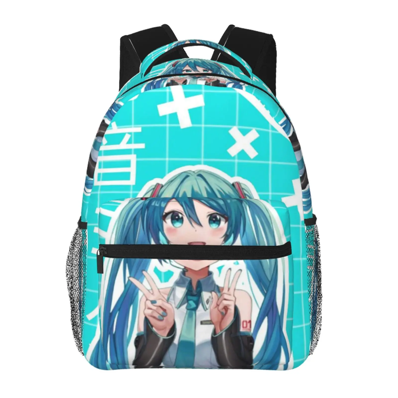 Anime Miku Backpack, School bag Cute Girls Boys Teens Backpacks Kawaii Kids Lightweight backpack with adjustable straps Bookbag with for office travel bag
