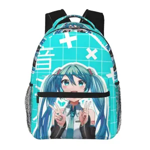 Anime Miku Backpack, School bag Cute Girls Boys Teens Backpacks Kawaii Kids Lightweight backpack with adjustable straps Bookbag with for office travel bag