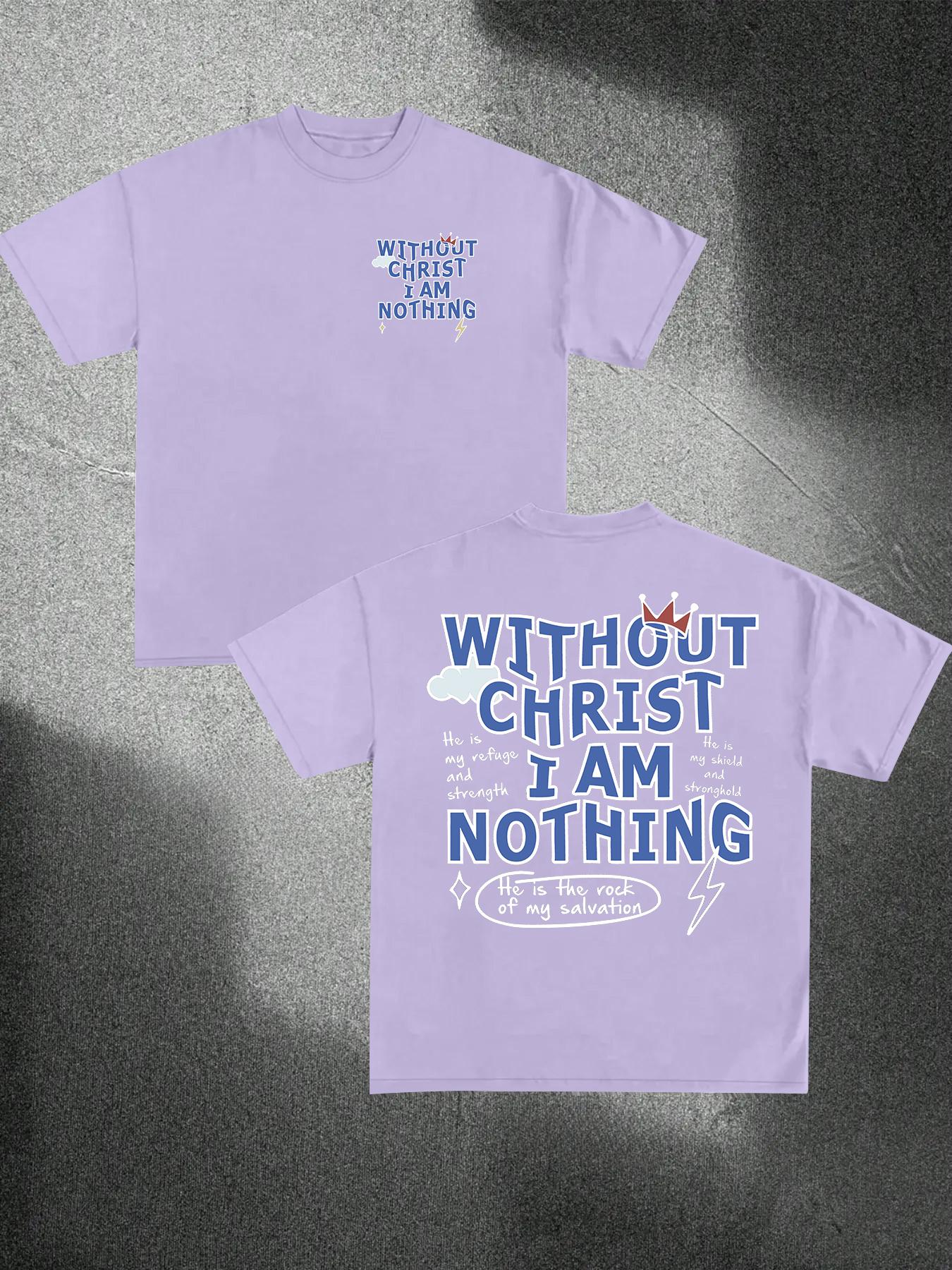 Men's Regular Fit without Christ I Am Nothing Round Neck Tee, Street Fashion Casual Short Sleeve T-shirt for Daily Wear, Menswear for All Seasons Top, Casual Style Tee