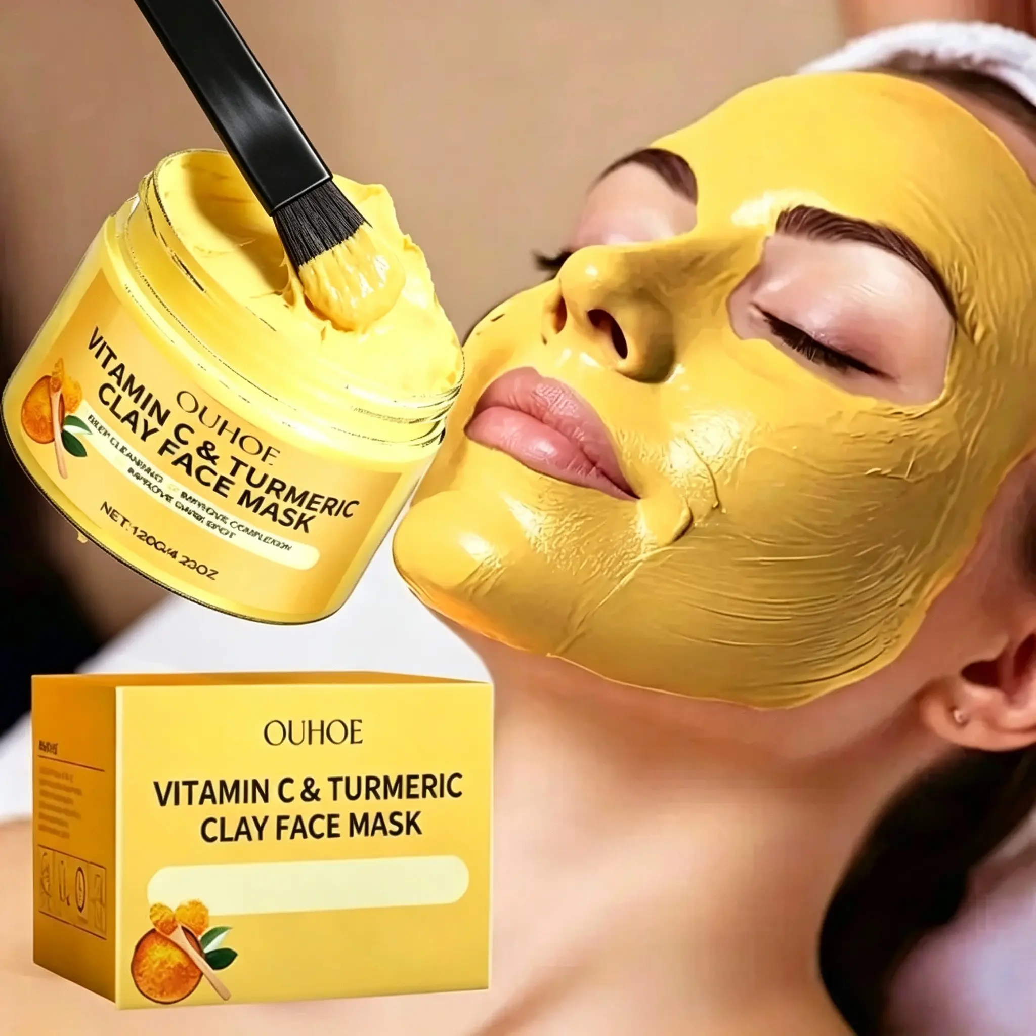 Vitamin C Turmeric Mud Mask, Smooth and Radiant Skin Care, Hydrating Lock-In Moisture, Turmeric Application Mud Mask for Face