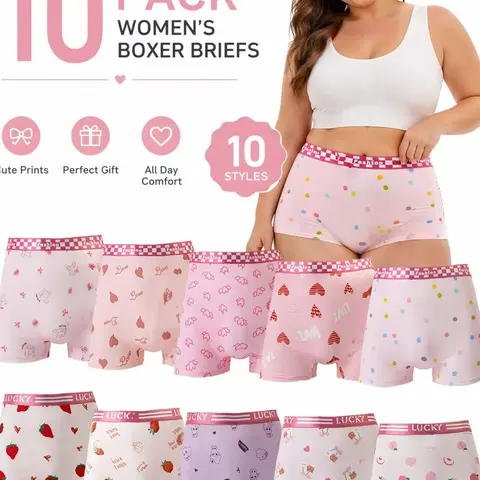 High-Waisted Plus Size Women's Underwear, Comfortable Fashion Design, Solid & Printed Patterns, Print Briefs Panties, Breathable Fabric, Non-Slip Fit