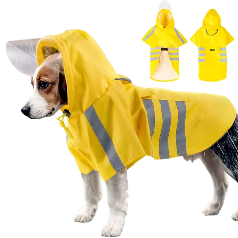 Waterproof Reflective Dog Raincoat – Lightweight Hooded Pet Rain Jacket for Small Dogs & Puppies