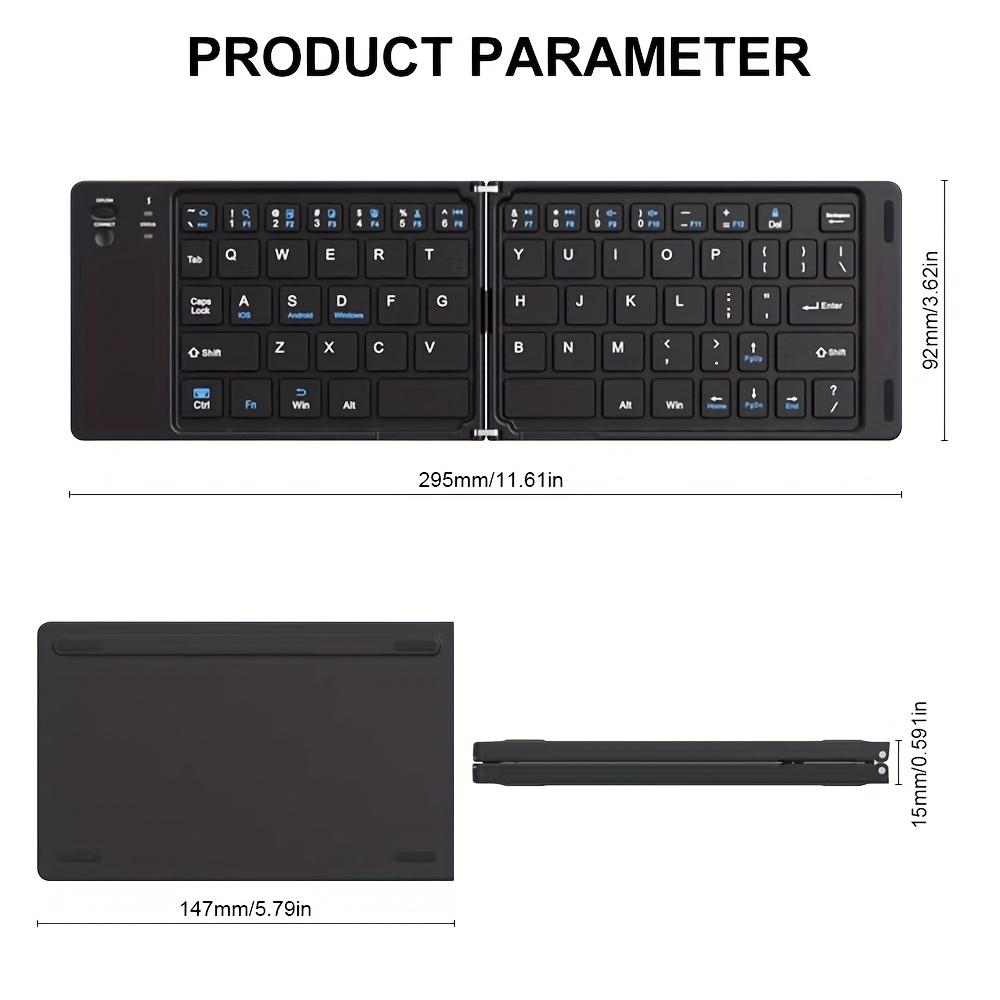 Ultra-Thin Foldable Bluetooth Keyboard Portable Rechargeable Wireless for iOS Android Windows Compatible with Phone Tablet PC Laptop Travel Home Office No Charger Included