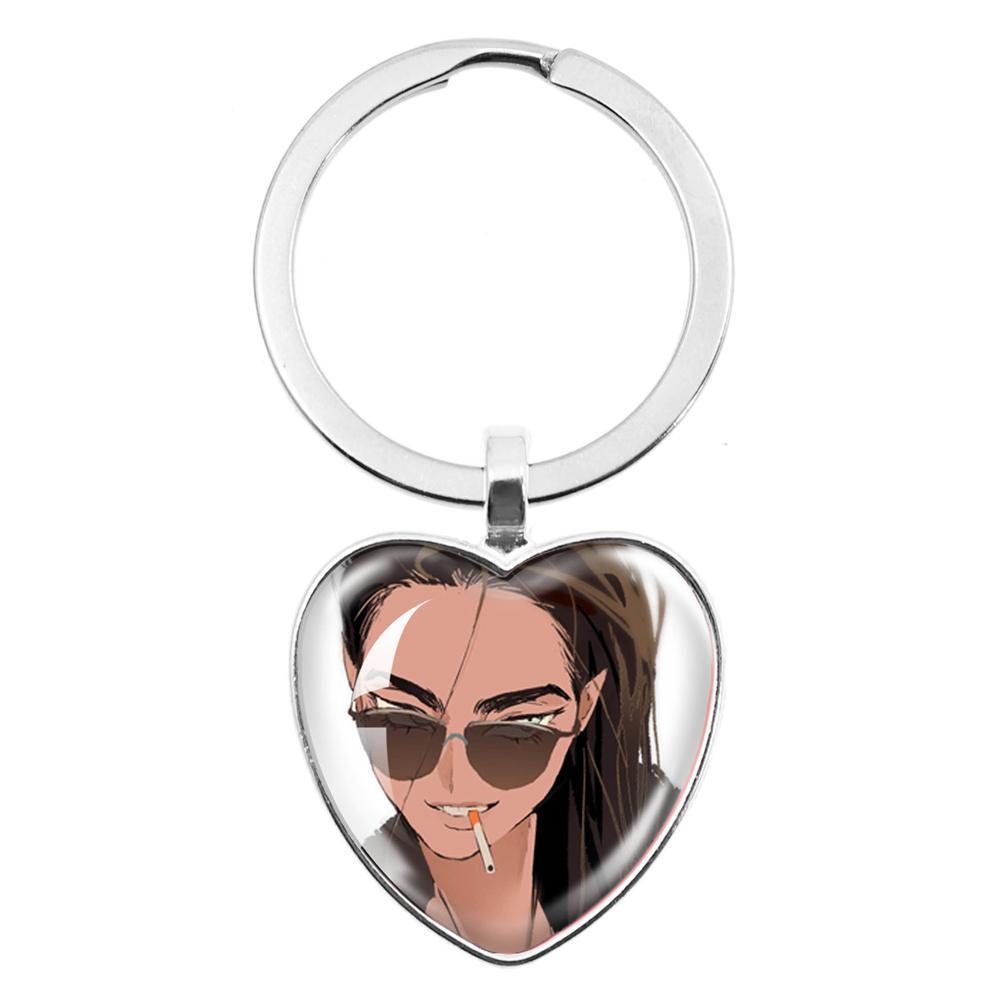 ALIEN STAGE Mizi Sua Till Ivan Hyuna Luka Glass Pendant Keychain Jewelry Accessories Souvenir Key Ring Fans Gift Necklace